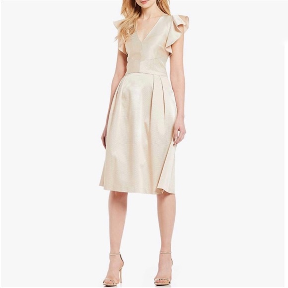 Daniel Cremieux Dresses & Skirts - Cremieux Gold Mary Lou Ruffle Sleeve Dress